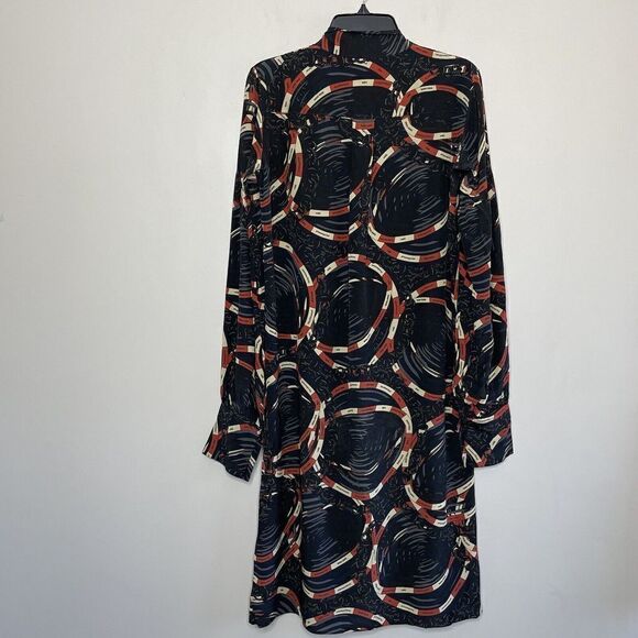 ROKH Shirt Dress Womens 40 US 2-4 Scarf Frill Silk Button Front Long Sleeve Midi - Picture 7 of 14